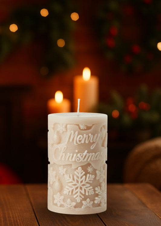 Handgemachte Sojawachs-Kerze „Merry Christmas" – festliches Design 200g