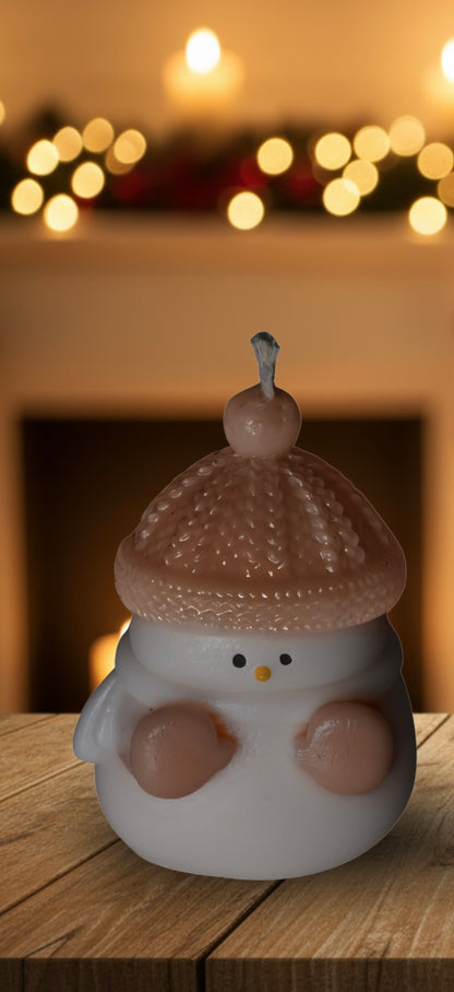 Handgemachte Sojawachs-Kerze „Schneemann" – 110 g