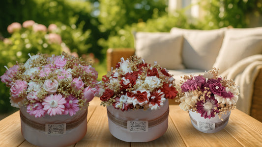 Handgemachter Blumenkerzen-Strauß in Box – Sojawachs-Blumen