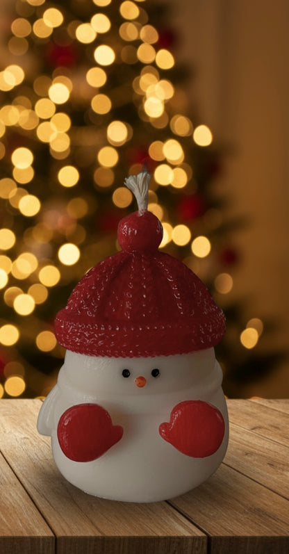 Handgemachte Sojawachs-Kerze „Schneemann" – 110 g