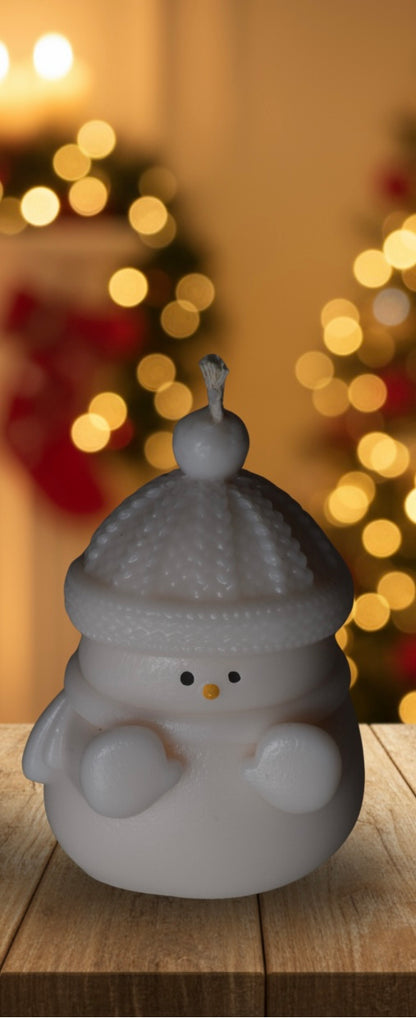 Handgemachte Sojawachs-Kerze „Schneemann" – 110 g