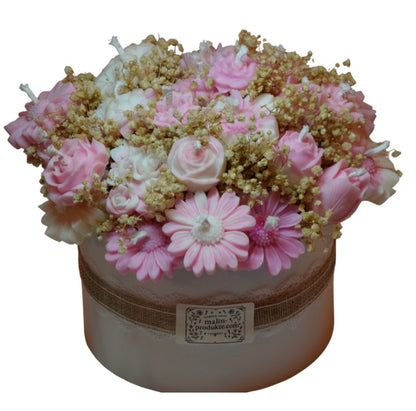 Handgemachter Blumenkerzen-Strauß in Box – Sojawachs-Blumen