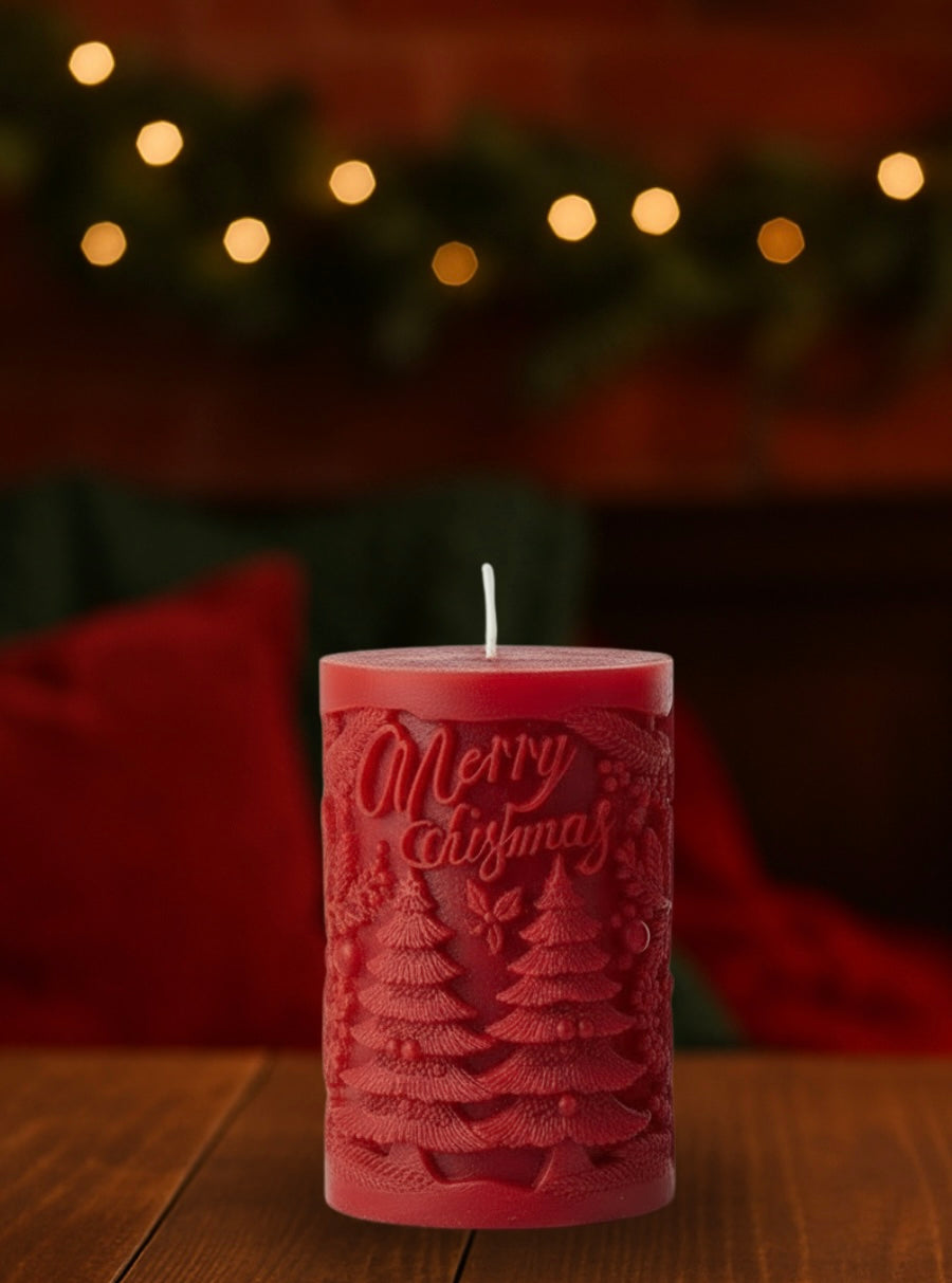Handgemachte Sojawachs-Kerze „Merry Christmas" – festliches Design 200g