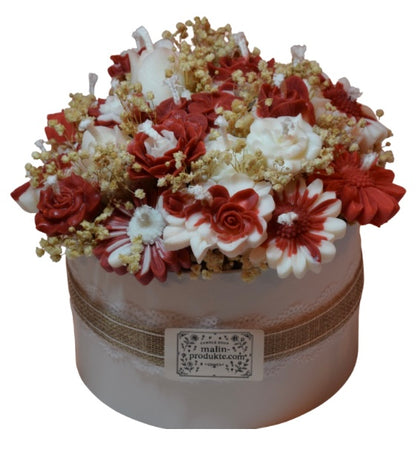 Handgemachter Blumenkerzen-Strauß in Box – Sojawachs-Blumen