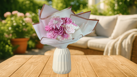 Handgemachter Blumenkerzen-Strauß „Blütenzauber" – Kerzen aus Sojawachs