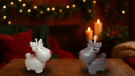 Handgemachte Weihnachts-Dekokerze „Rentier" - 180g