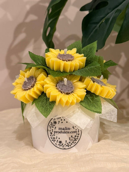 Sonnenblumen-Kerzenstrauß