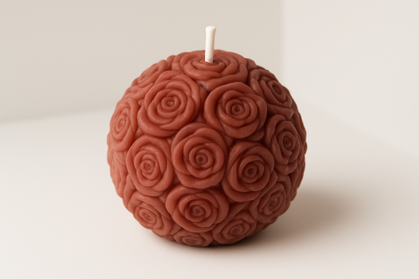 Handgemachte Rosen-Kerzen „Earth Tones Collection" – Kunstvolle Sojawachs-Kerzen mit 3D-Rosenrelief