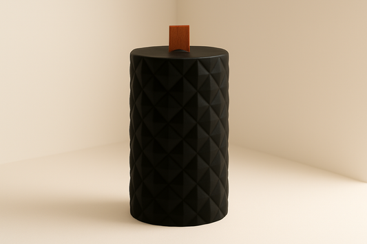 Generated black candle with diamond pattern