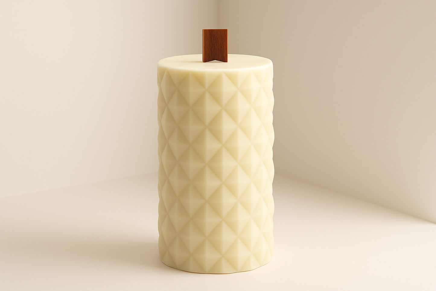 Generated candle with darker brown wood wick