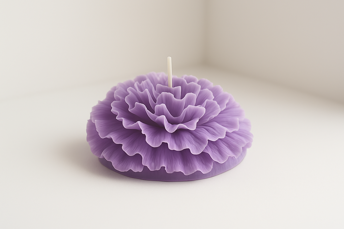 Lila Nelken-Kerze korrigiert